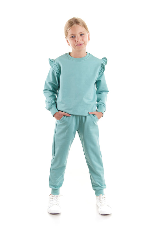 Girl's Ruffle Detailed Trend Tracksuit Set Ak2515