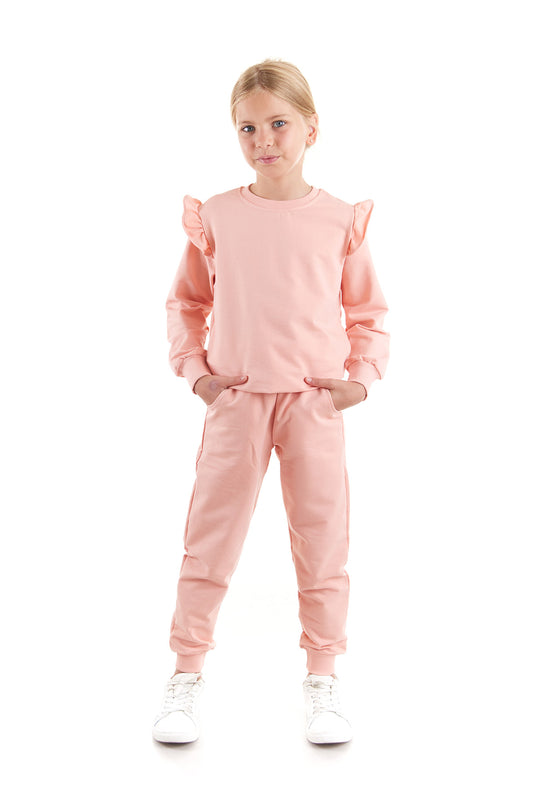 Girl's Ruffle Detailed Trend Tracksuit Set Ak2515