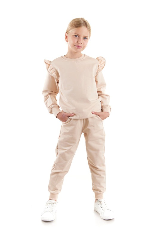 Girl's Ruffle Detailed Trend Tracksuit Set Ak2515