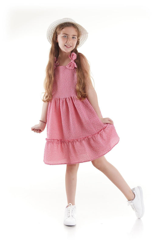 Girl's Dress Seersucker Pyramid Hat Set Dress Cotton Ak2524