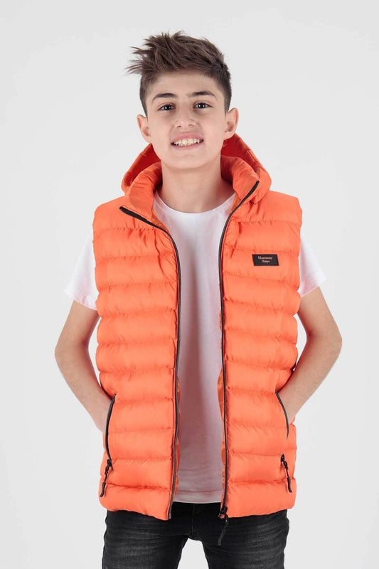 Boy's Fashion Trend Hooded Inflatable Vest Ak215051