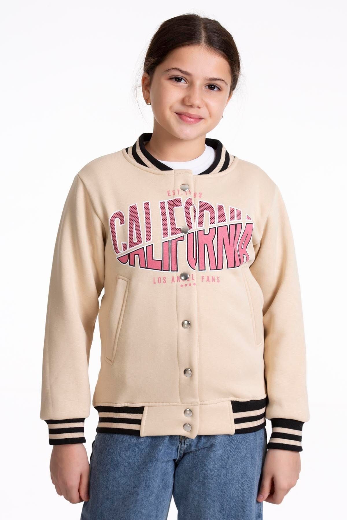 Girl's College California Printed Bomber Jacket AK2511337