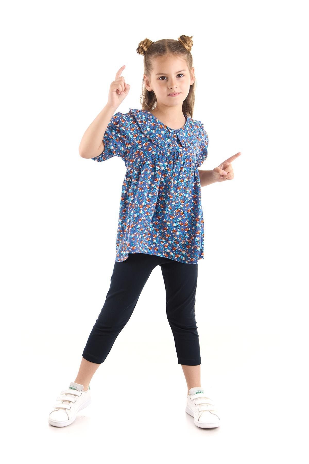 Girl's Suit Vizkon Blouse Leggings Top and Bottom Set Cotton Ak2521