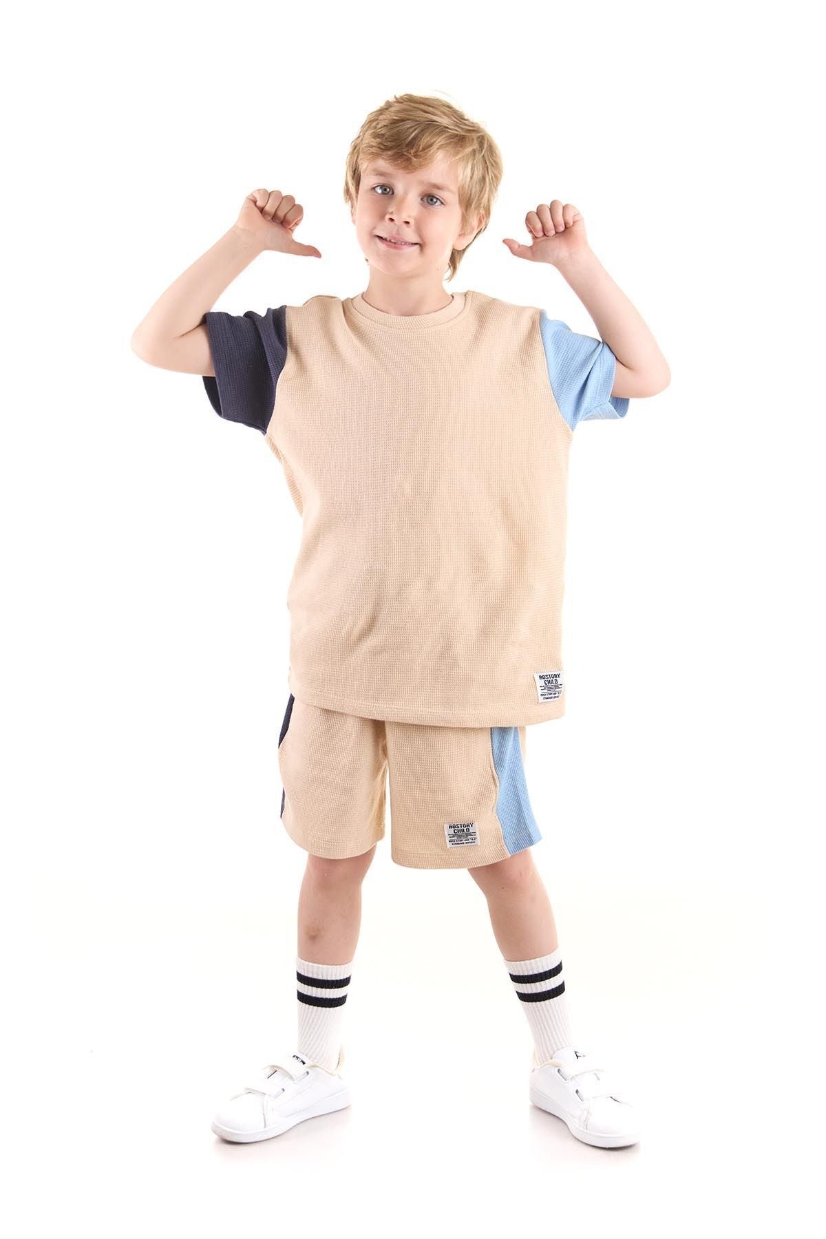 Boy's Suit Sleeve Wuffle Capri Bottom Top Set Cotton Ak2526