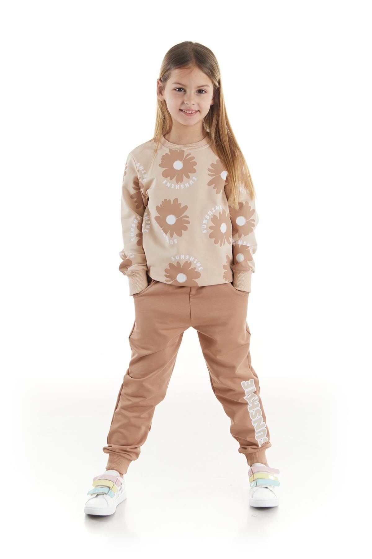 Kids Girl's Tracksuit Set Floral Printed Bottom Top Double Set Cotton Seasonal Ak2501