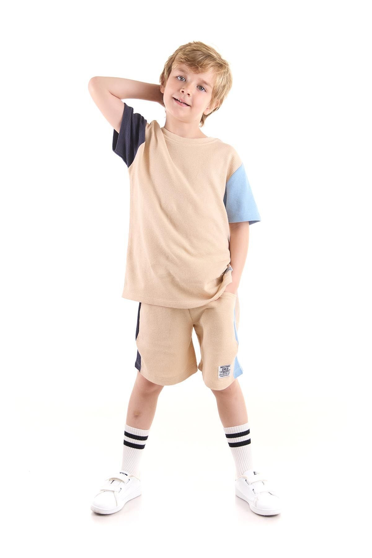 Boy's Suit Sleeve Wuffle Capri Bottom Top Set Cotton Ak2526