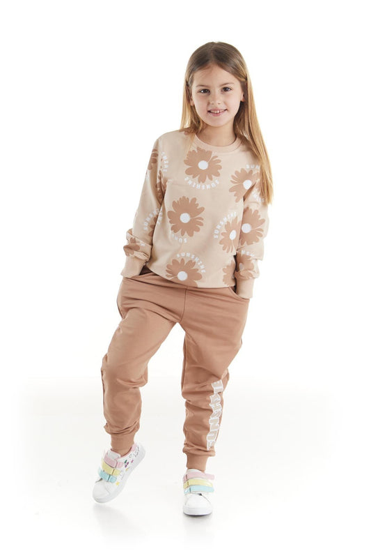 Kids Girl's Tracksuit Set Floral Printed Bottom Top Double Set Cotton Seasonal Ak2501