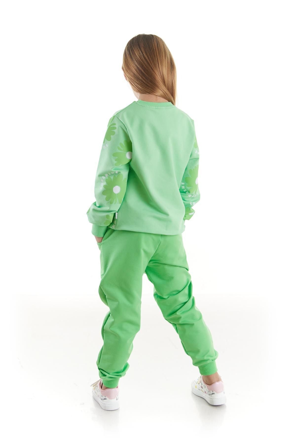 Kids Girl's Tracksuit Set Floral Printed Bottom Top Double Set Cotton Seasonal Ak2501