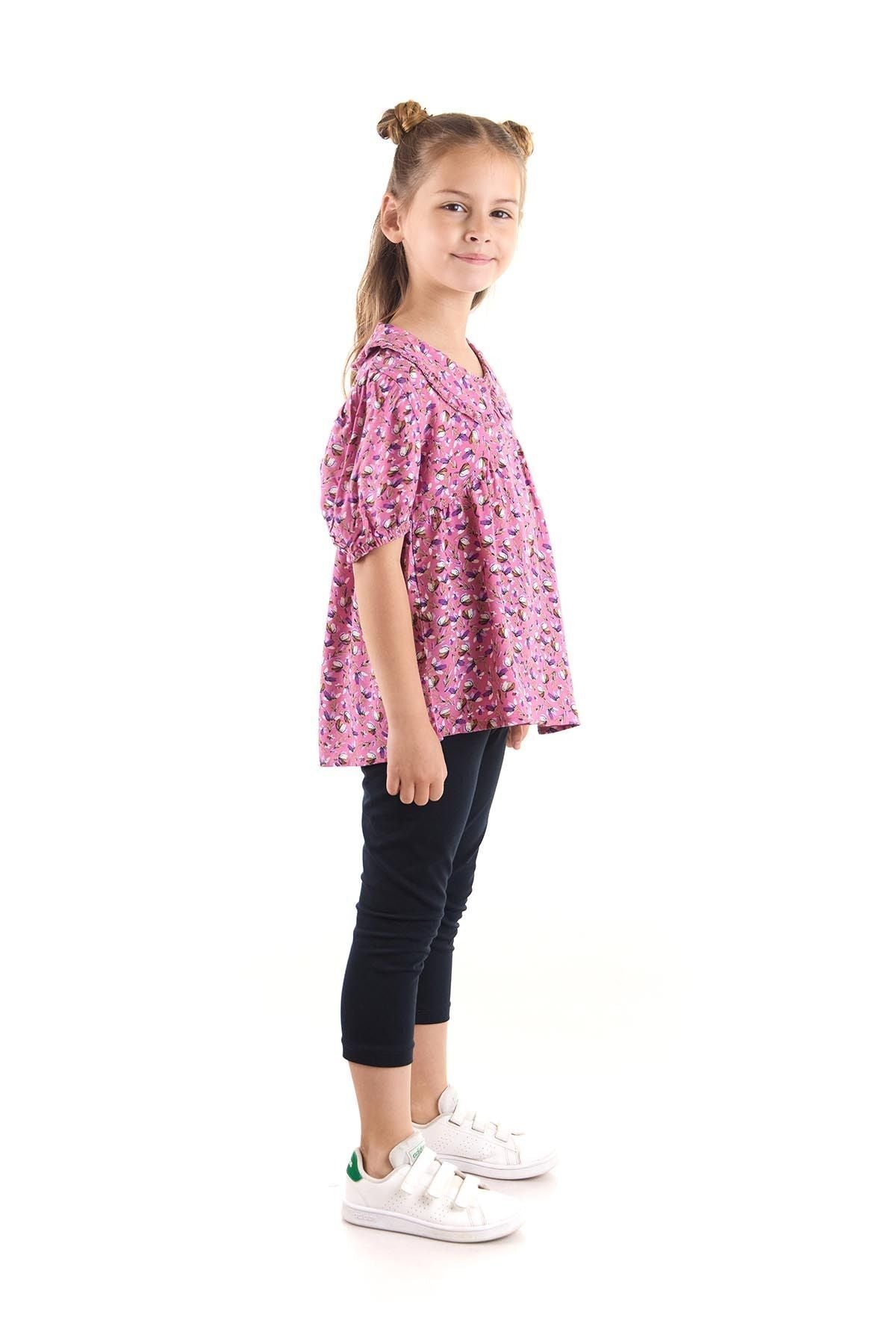 Girl's Suit Vizkon Blouse Leggings Top and Bottom Set Cotton Ak2521