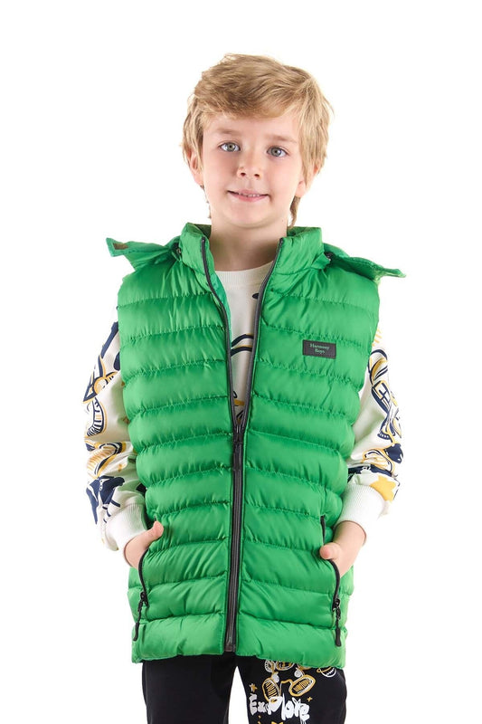 Boy's Fashion Trend Hooded Inflatable Vest Ak215051