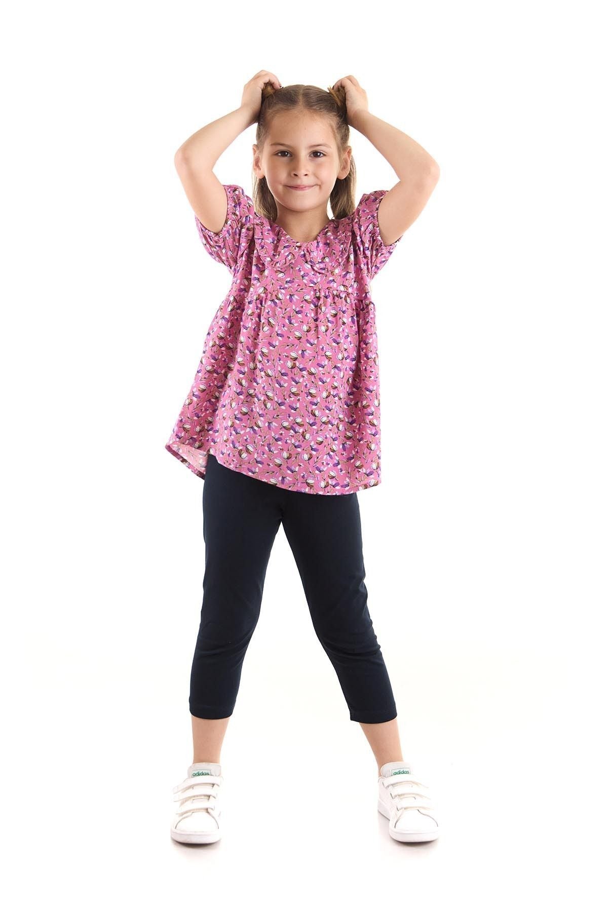 Girl's Suit Vizkon Blouse Leggings Top and Bottom Set Cotton Ak2521