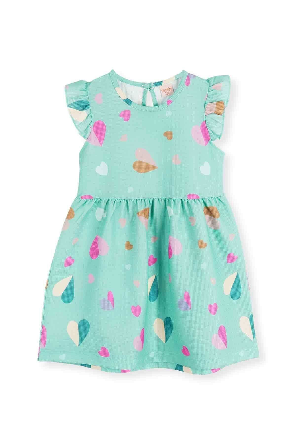 Girl's Heart Patterned Dress Ak2406