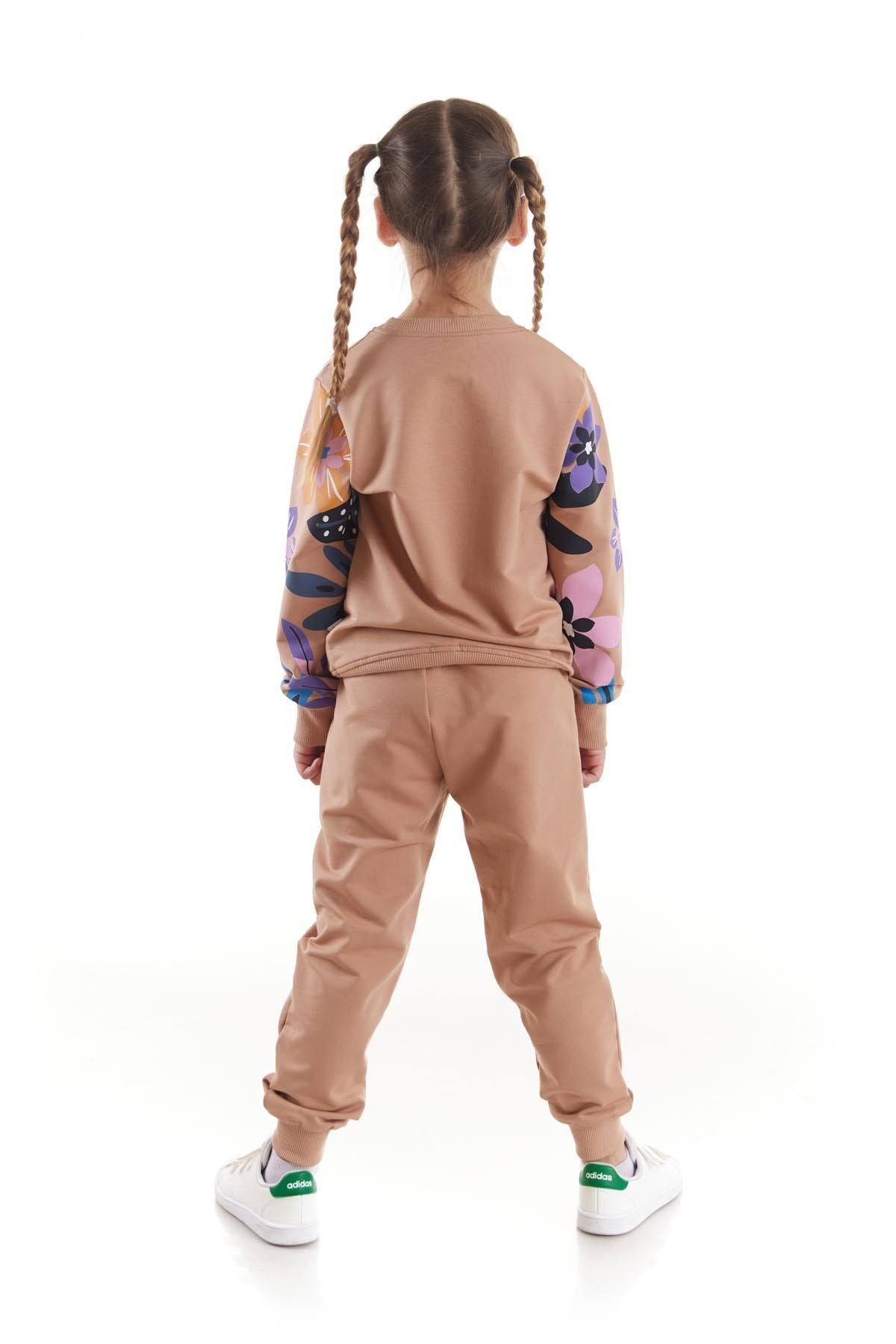 Girl's Tracksuit Set Flower Printed Bottom Top Double Set Cotton Seasonal Ak2505