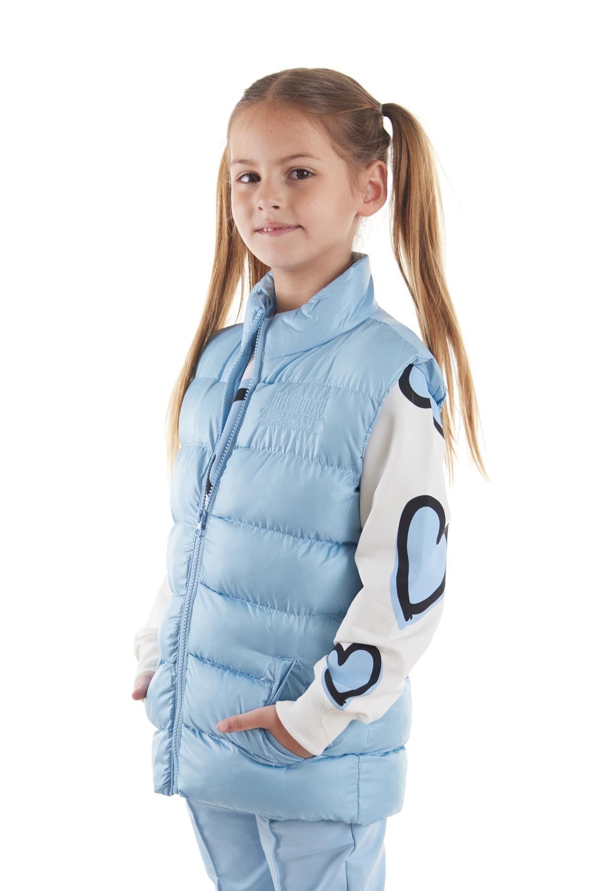 Girl's Embroidered Trendy Patterned Inflatable Vest without Hood Ak216869