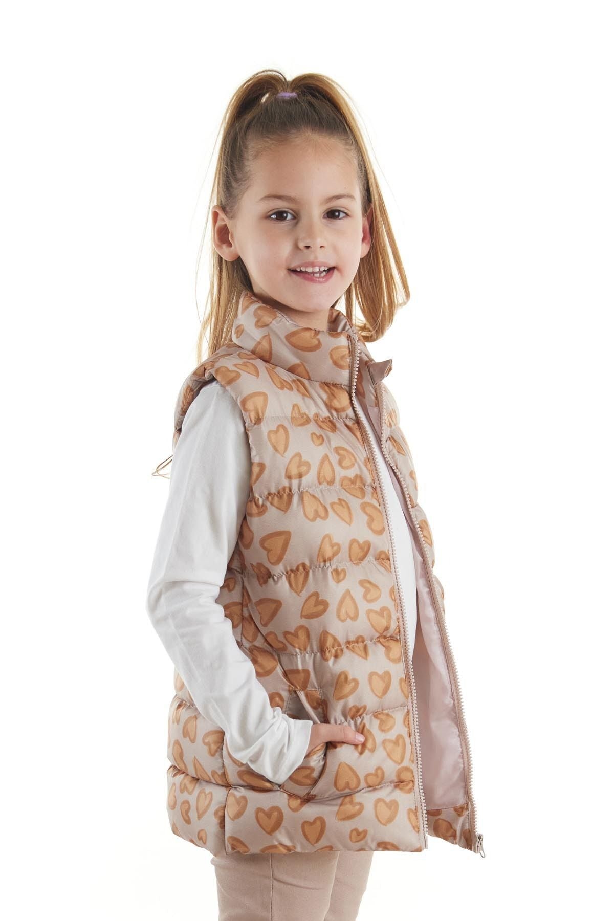 Girl's Heart Patterned Trend Inflatable Vest without Hood AK217273