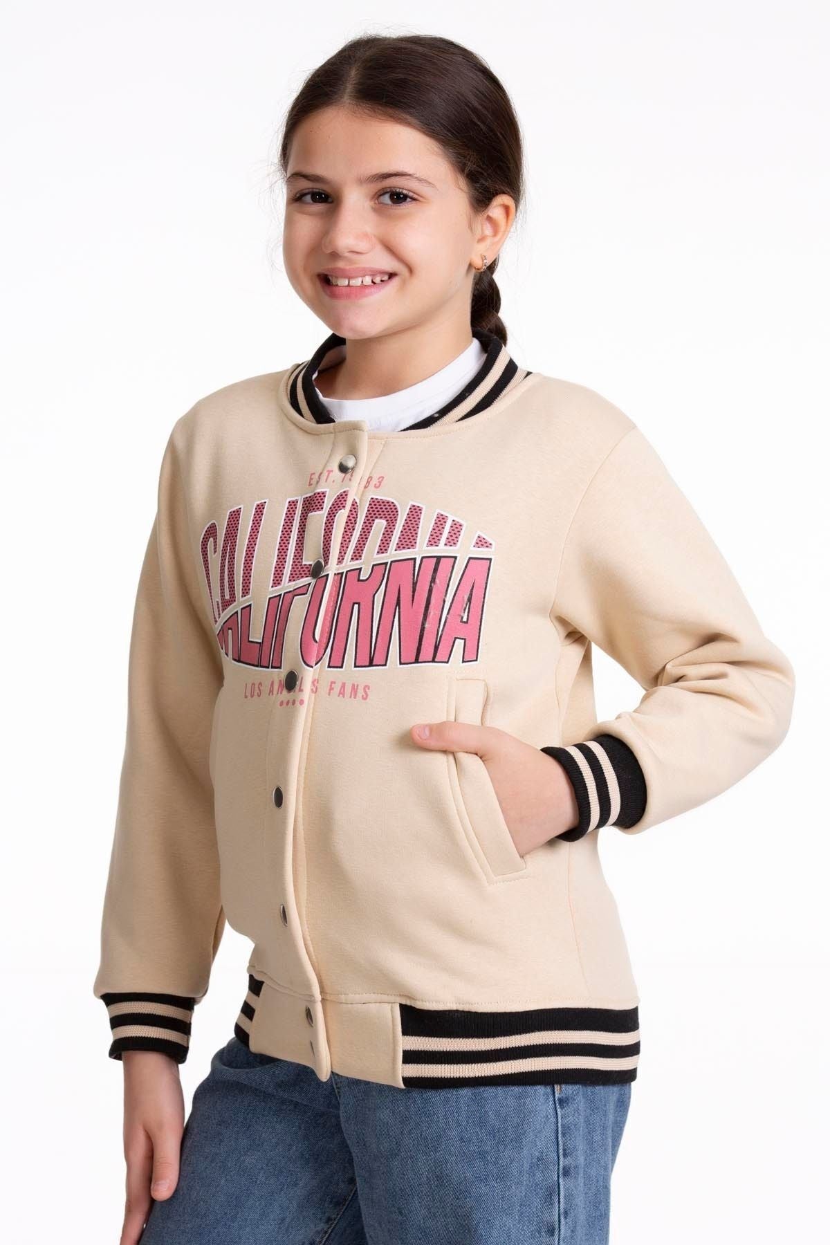 Girl's College California Printed Bomber Jacket AK2511337