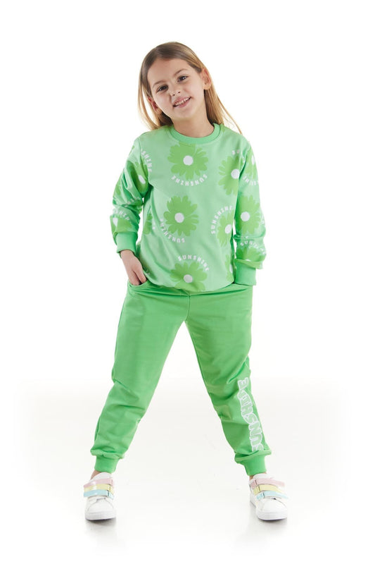 Kids Girl's Tracksuit Set Floral Printed Bottom Top Double Set Cotton Seasonal Ak2501