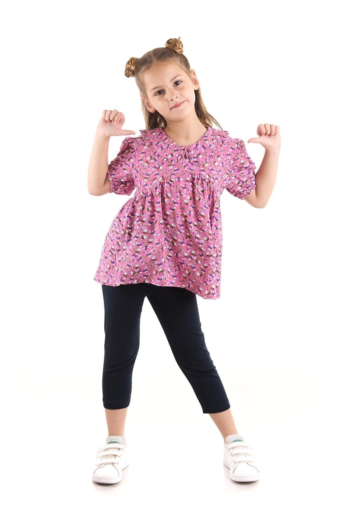 Girl's Suit Vizkon Blouse Leggings Top and Bottom Set Cotton Ak2521