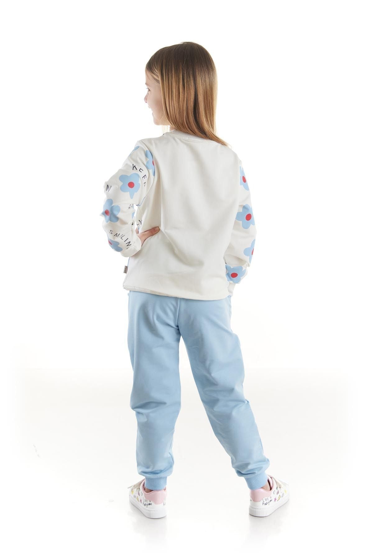 Kids Girl's Tracksuit Set Floral Printed Bottom Top Double Set Cotton Seasonal Ak2502