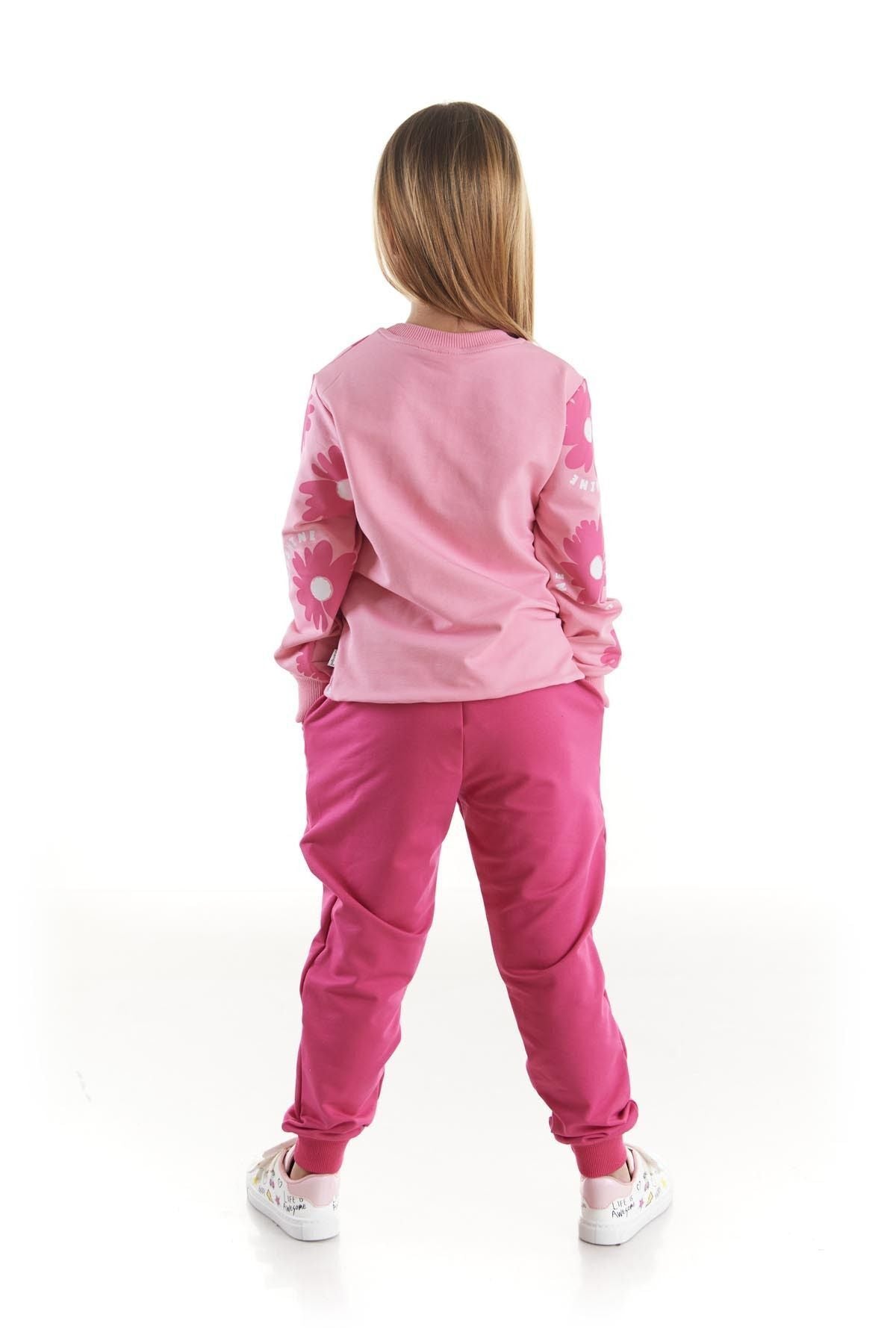 Kids Girl's Tracksuit Set Floral Printed Bottom Top Double Set Cotton Seasonal Ak2501