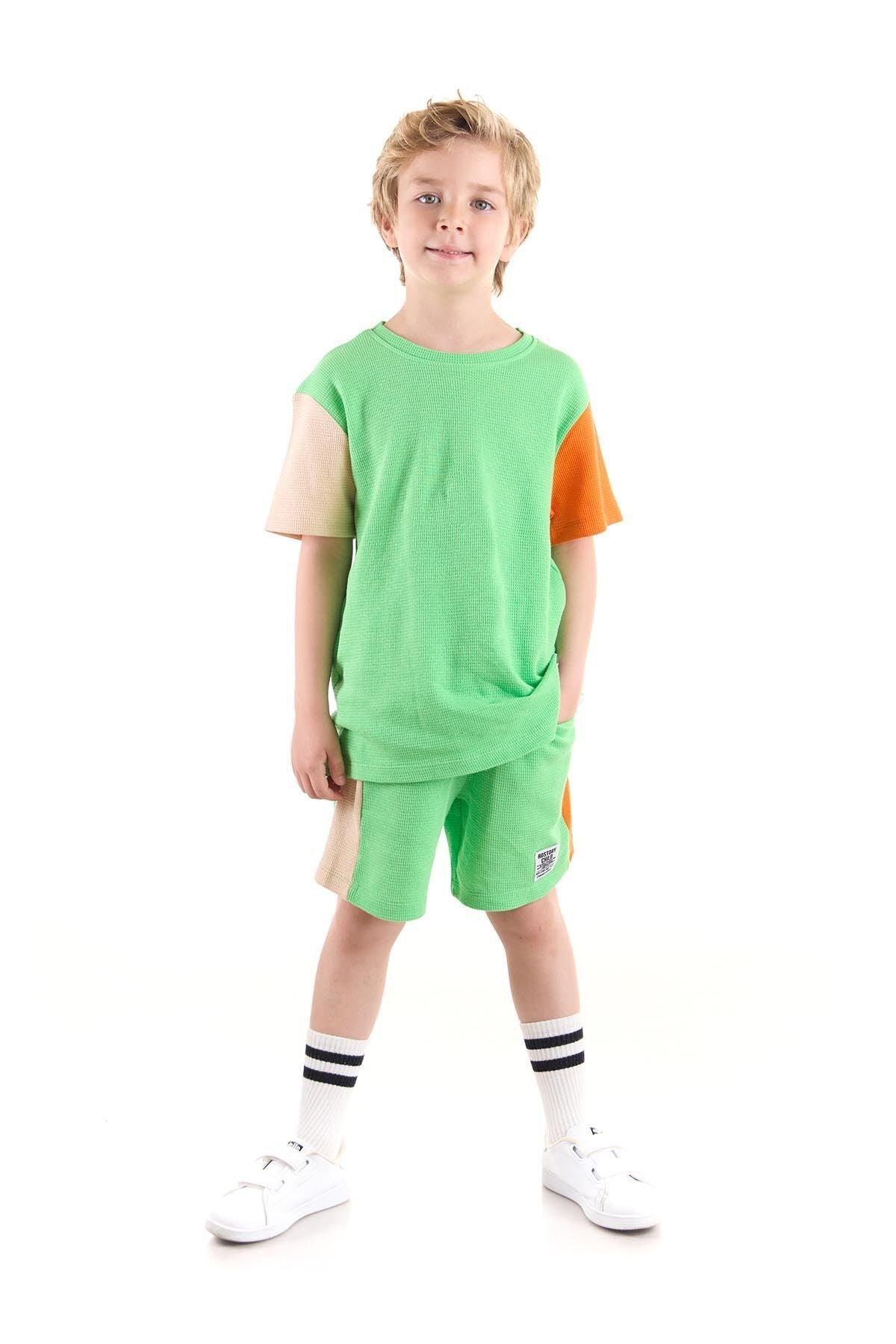 Boy's Suit Sleeve Wuffle Capri Bottom Top Set Cotton Ak2526