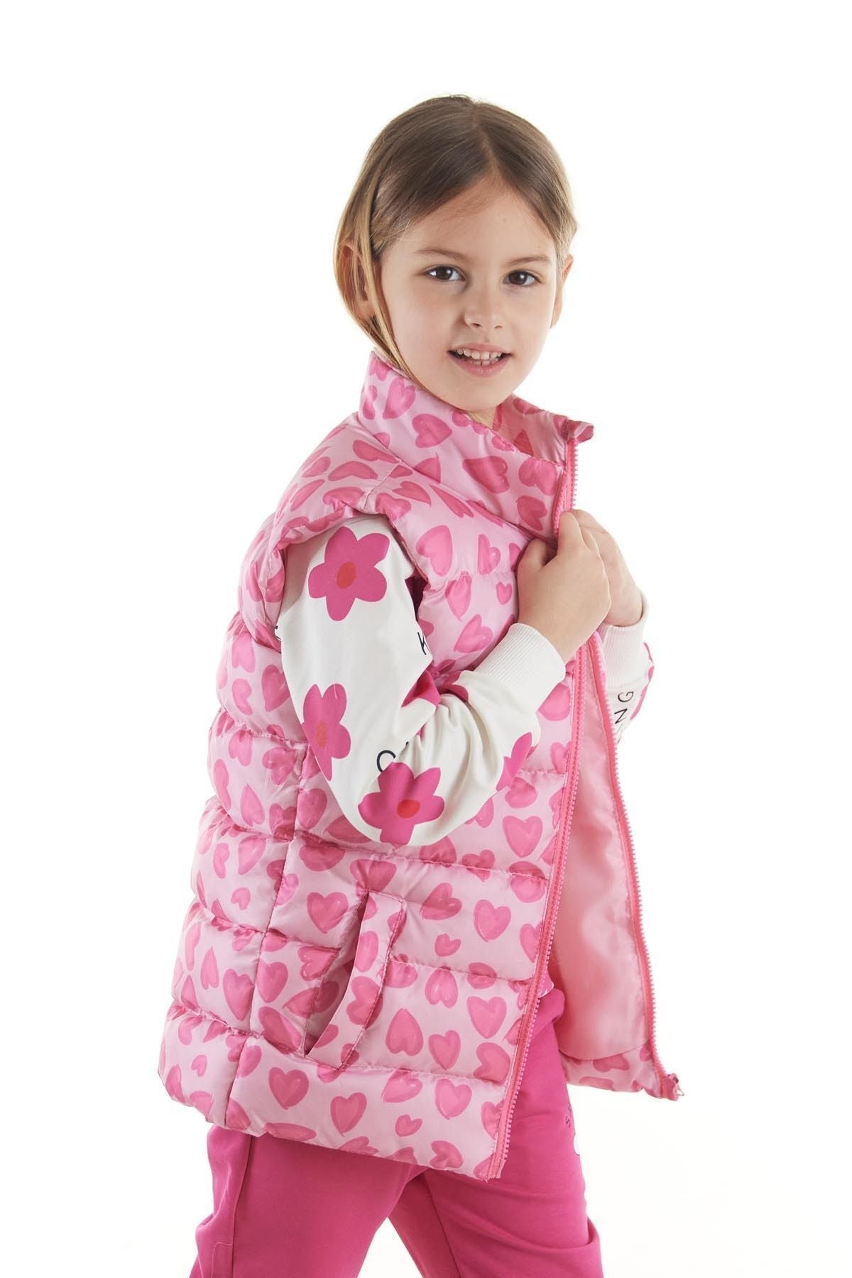 Girl's Heart Patterned Trend Inflatable Vest without Hood AK217273