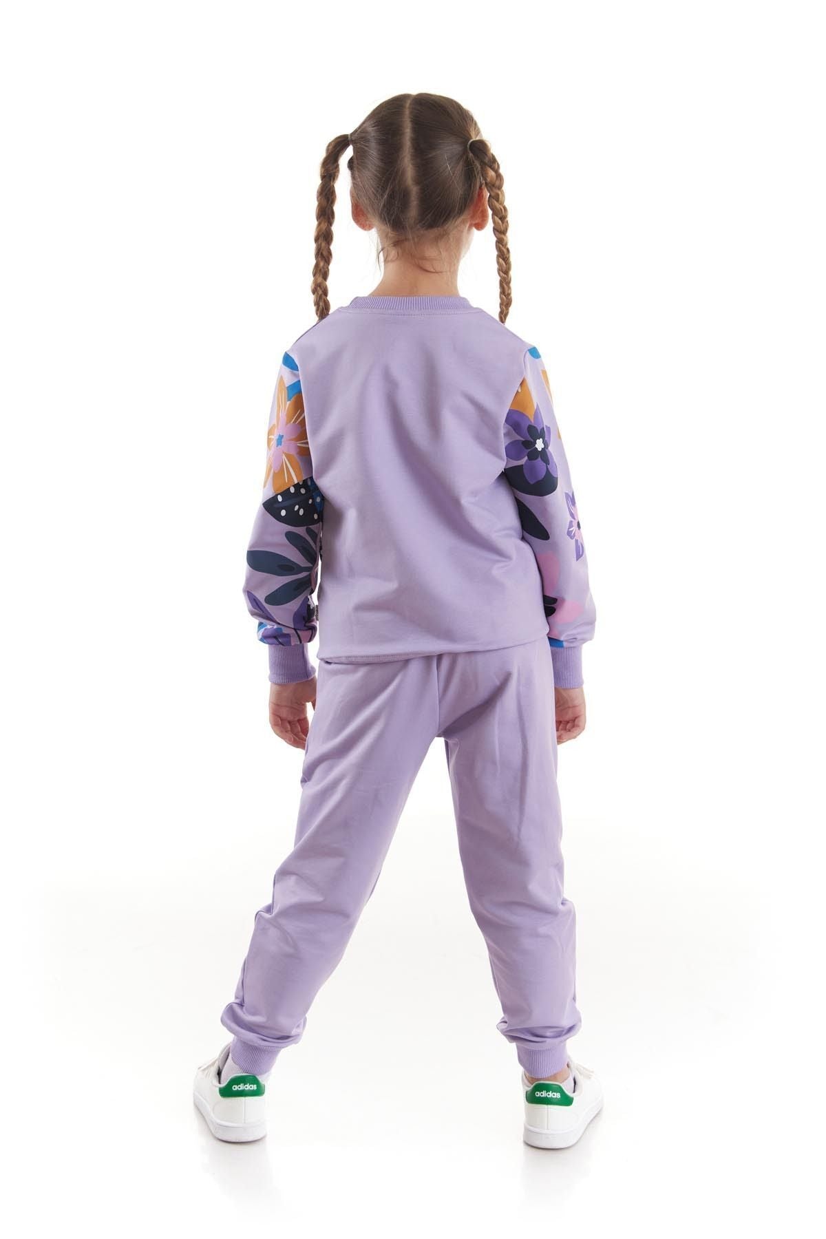 Girl's Tracksuit Set Flower Printed Bottom Top Double Set Cotton Seasonal Ak2505