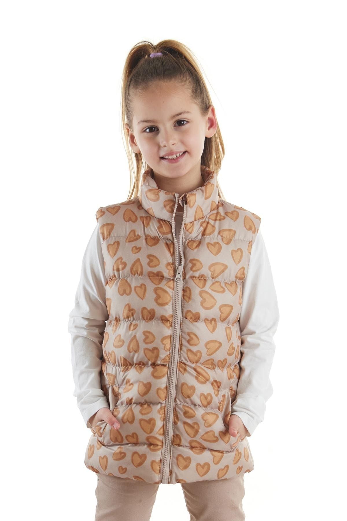 Girl's Heart Patterned Trend Inflatable Vest without Hood AK217273