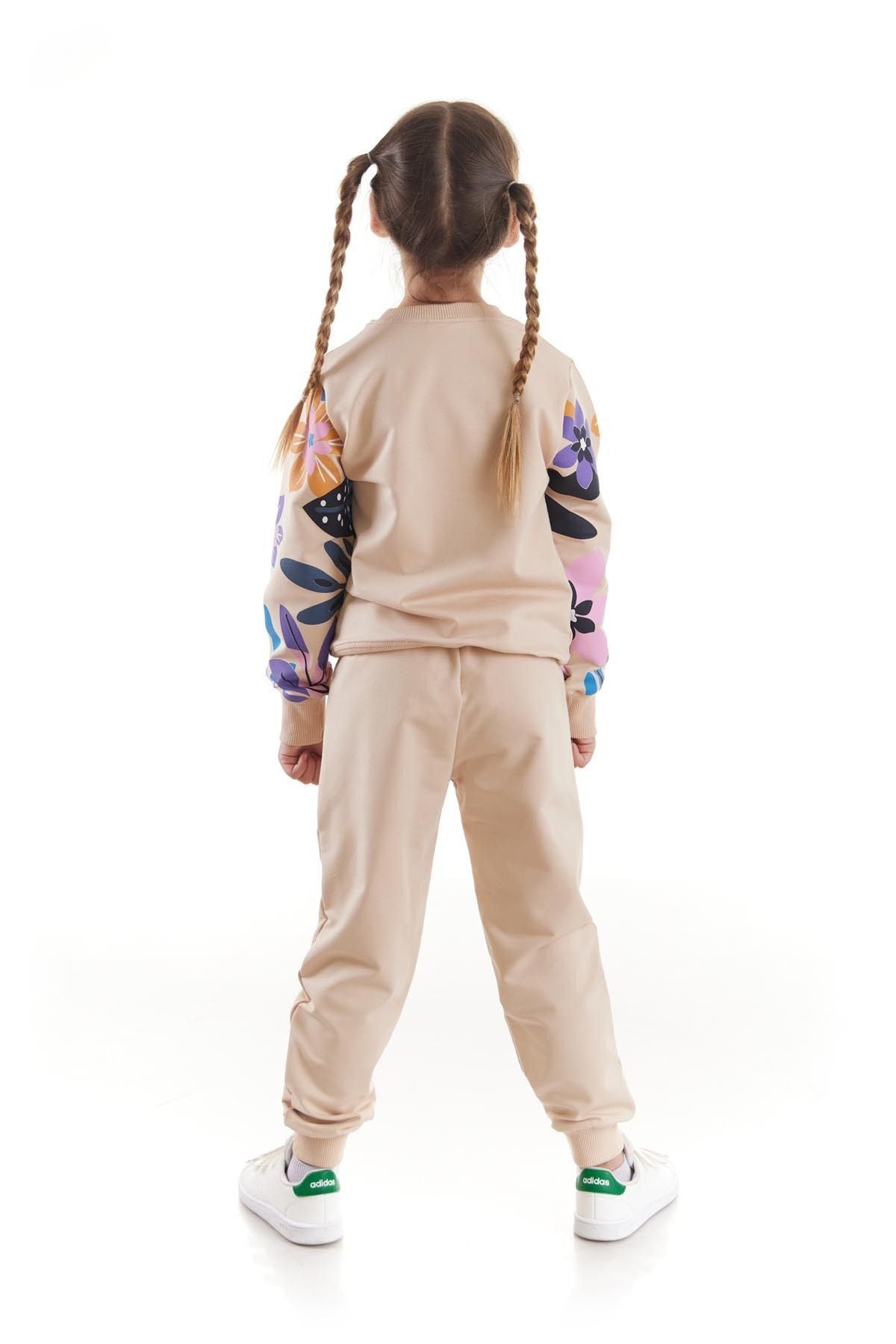 Girl's Tracksuit Set Flower Printed Bottom Top Double Set Cotton Seasonal Ak2505