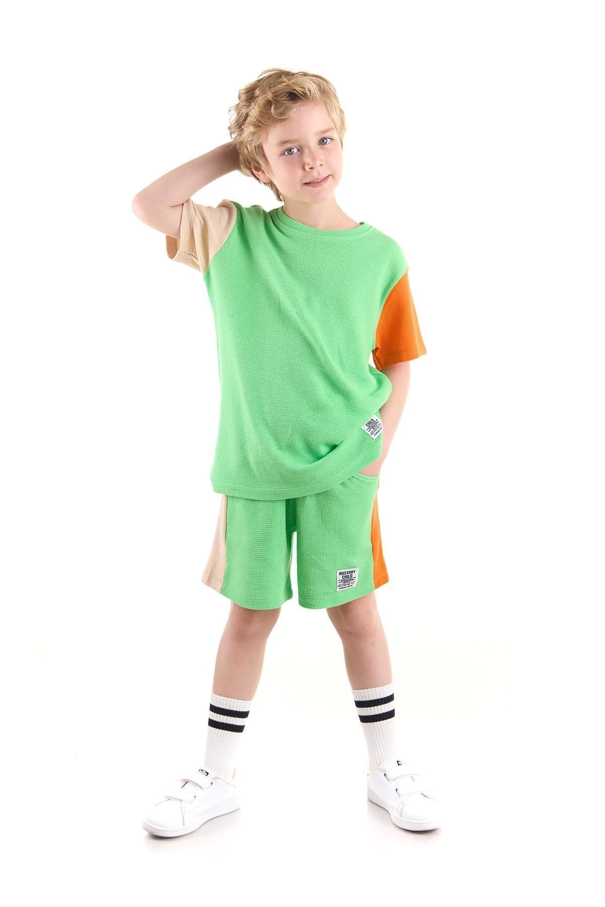 Boy's Suit Sleeve Wuffle Capri Bottom Top Set Cotton Ak2526