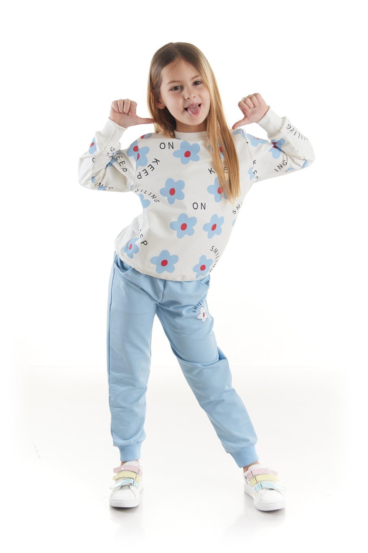 Kids Girl's Tracksuit Set Floral Printed Bottom Top Double Set Cotton Seasonal Ak2502