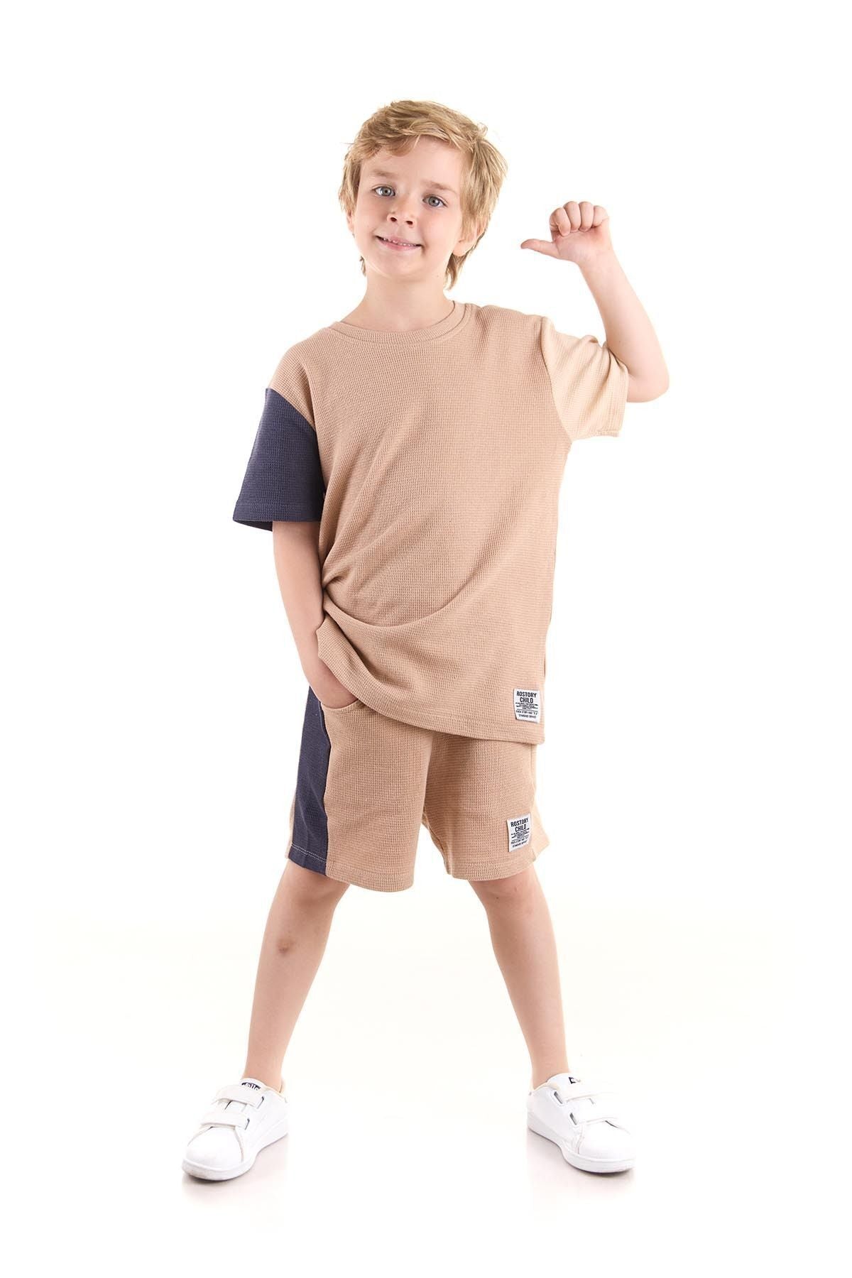 Boy's Suit Sleeve Wuffle Capri Bottom Top Set Cotton Ak2526