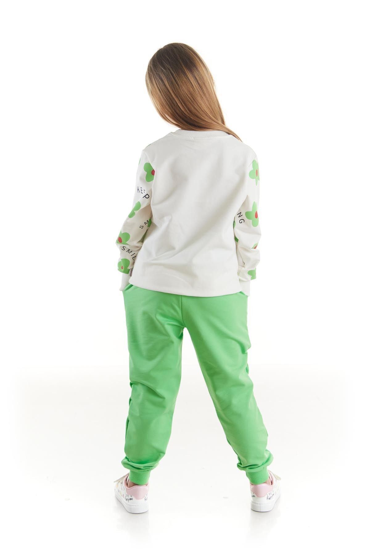 Kids Girl's Tracksuit Set Floral Printed Bottom Top Double Set Cotton Seasonal Ak2502