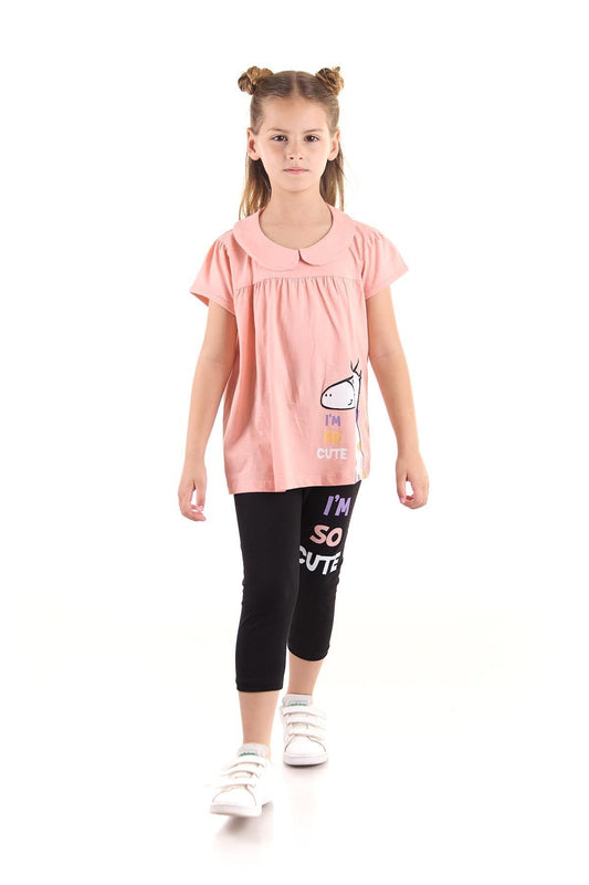 Girl's Suit Giraffe Printed Leggings Top and Bottom Set Trend Cotton Ak2517