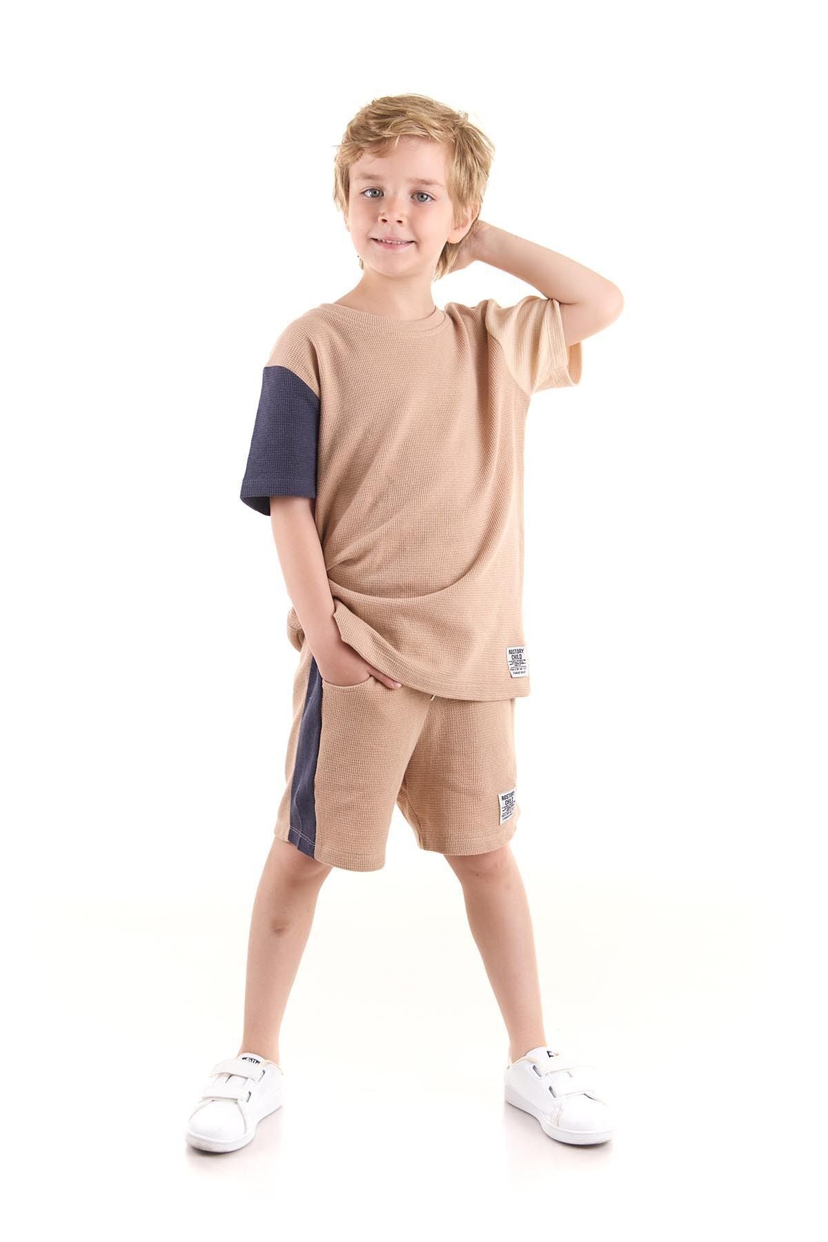 Boy's Suit Sleeve Wuffle Capri Bottom Top Set Cotton Ak2526