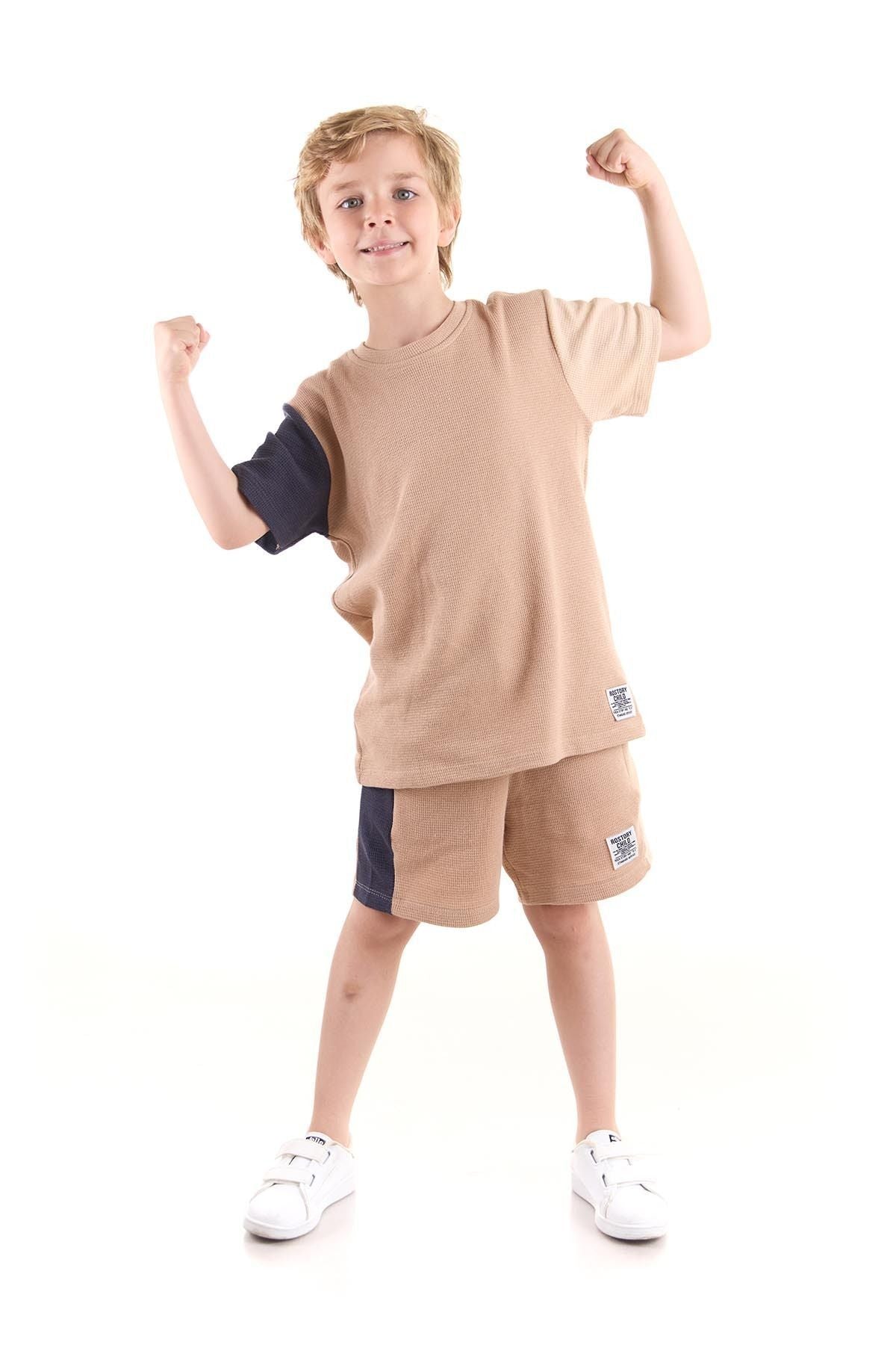 Boy's Suit Sleeve Wuffle Capri Bottom Top Set Cotton Ak2526