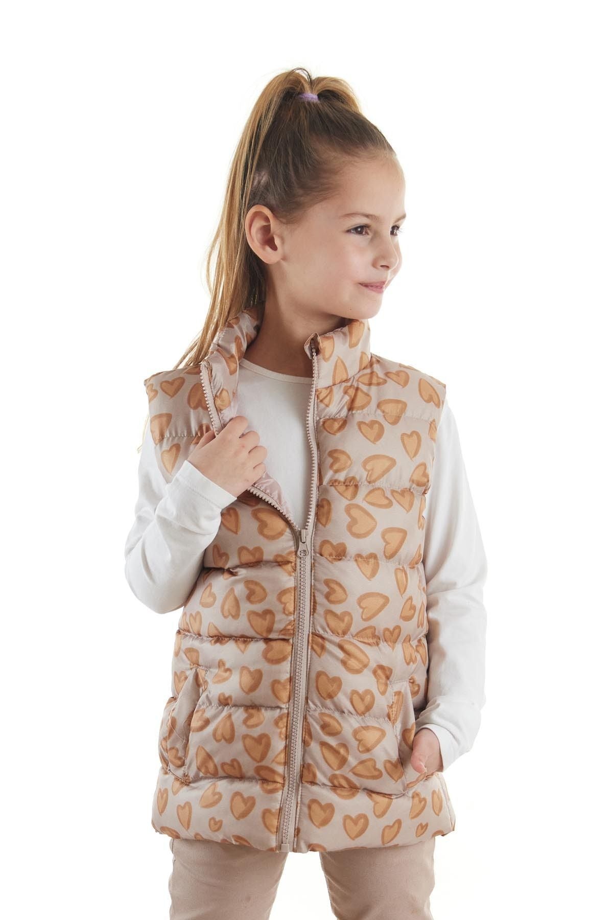 Girl's Heart Patterned Trend Inflatable Vest without Hood AK217273