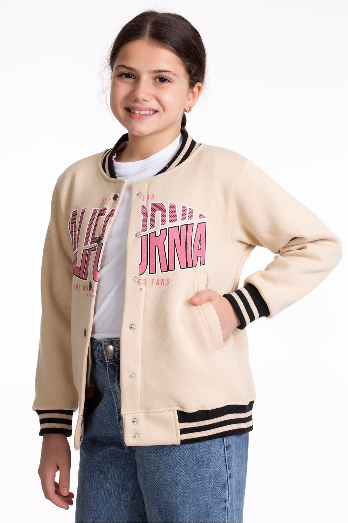 Girl's College California Printed Bomber Jacket AK2511337