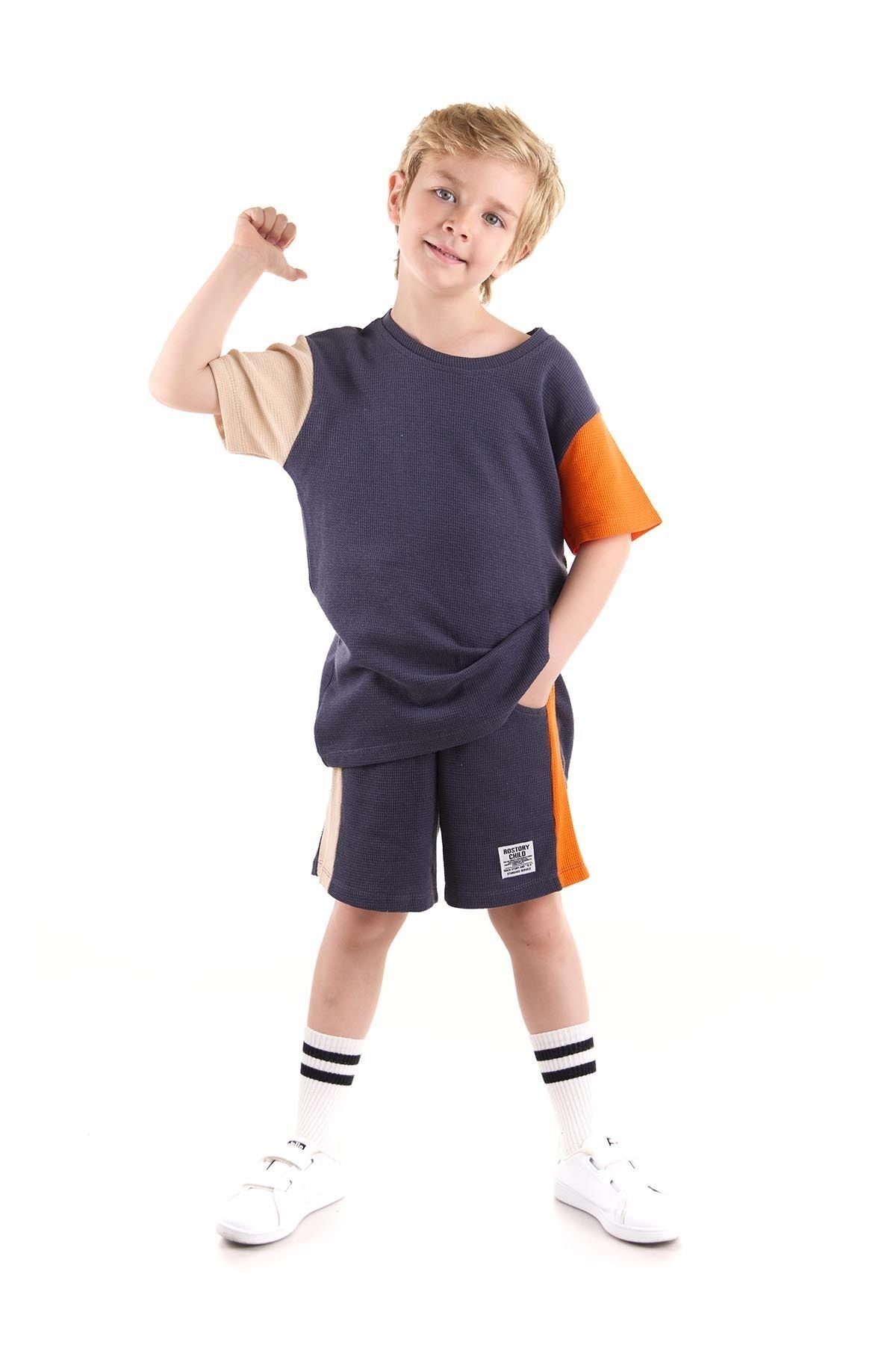 Boy's Suit Sleeve Wuffle Capri Bottom Top Set Cotton Ak2526