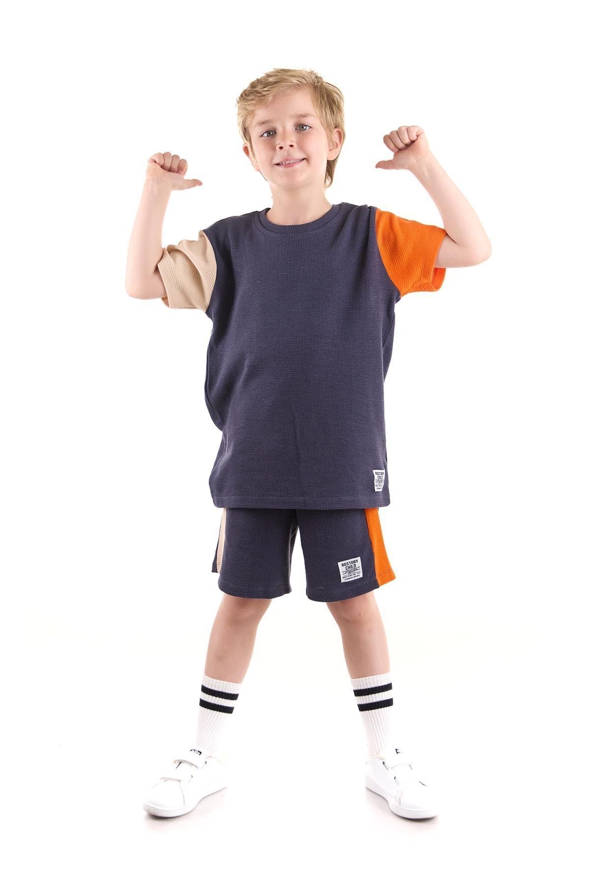 Boy's Suit Sleeve Wuffle Capri Bottom Top Set Cotton Ak2526