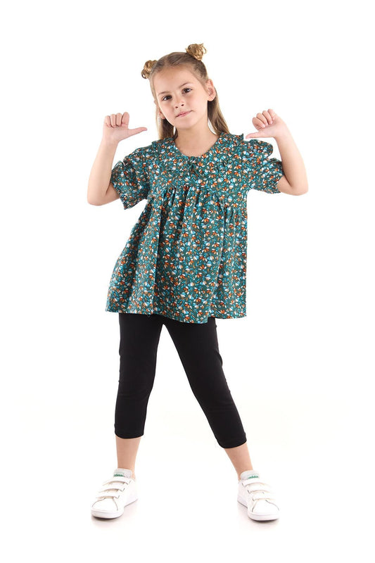 Girl's Suit Vizkon Blouse Leggings Top and Bottom Set Cotton Ak2521