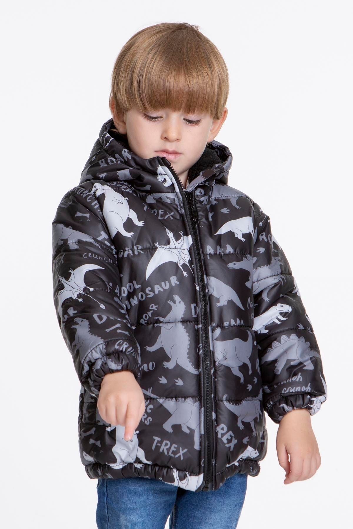 Kids Boys' Coat with Welsoft Dinosaur Patterned Hat Coat AK2509