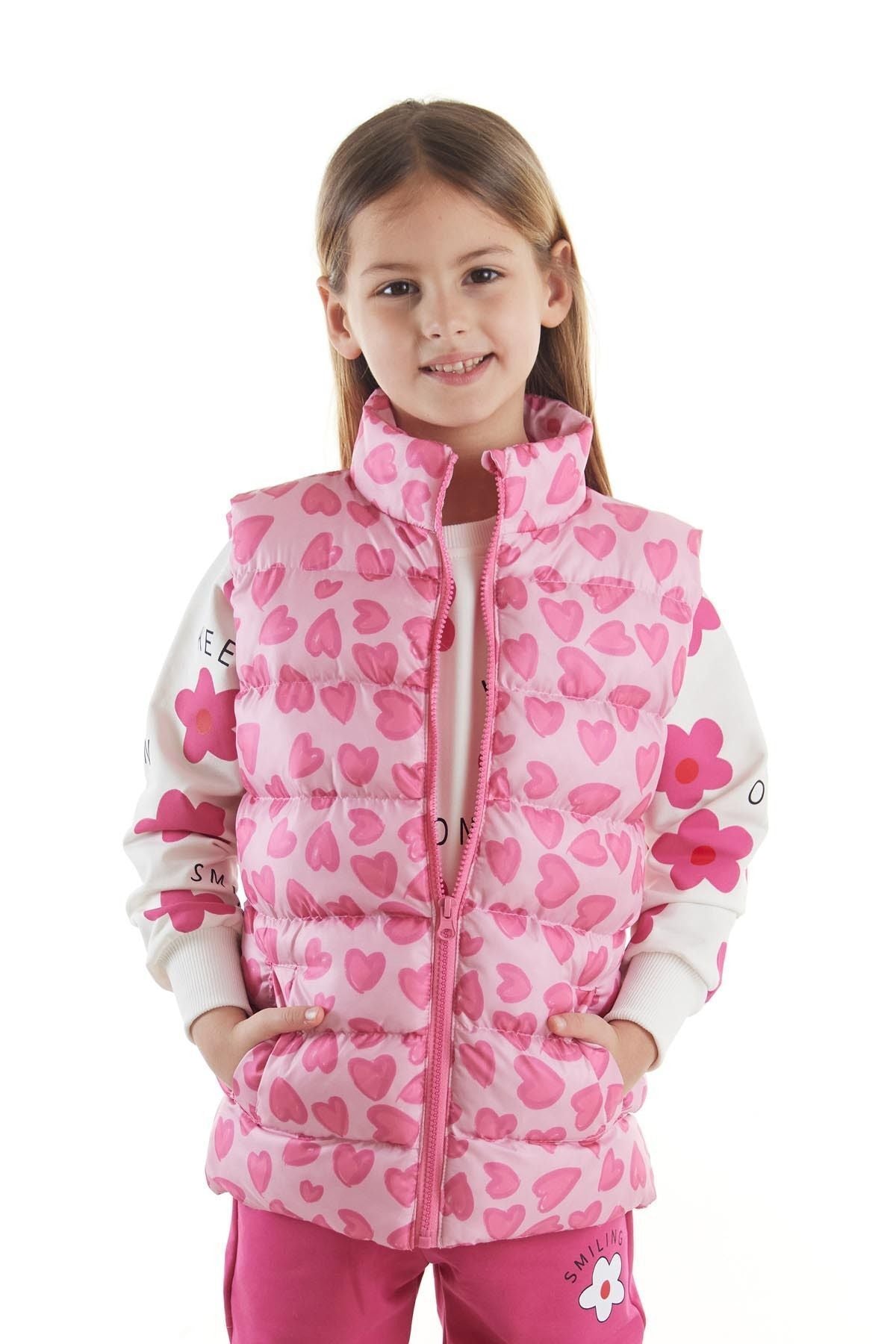 Girl's Heart Patterned Trend Inflatable Vest without Hood AK217273