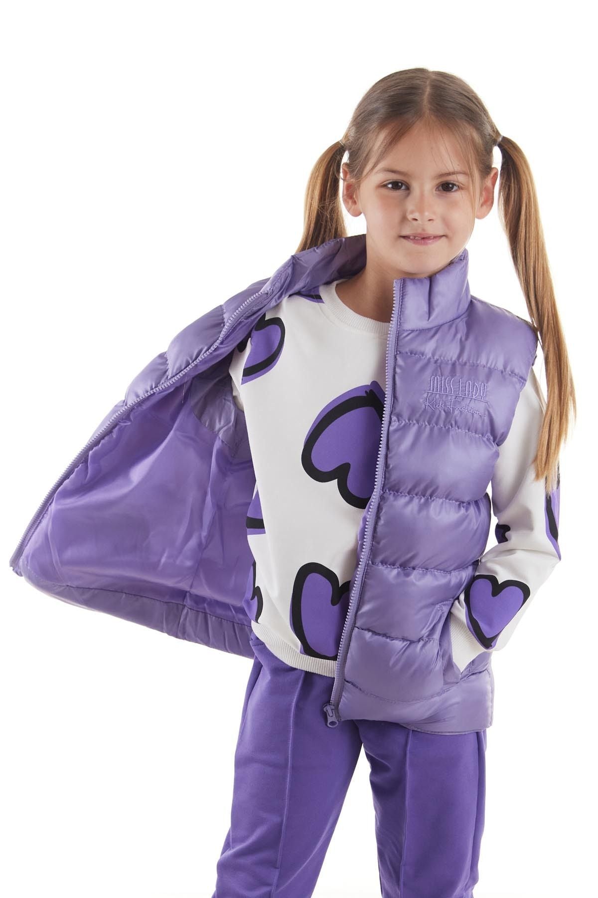 Girl's Embroidered Trendy Patterned Inflatable Vest without Hood Ak216869