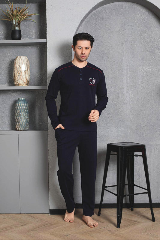 Men's Pajama Set Interlock Shoulder Interlock Olympic Embroidery Cotton Seasonal M70232301