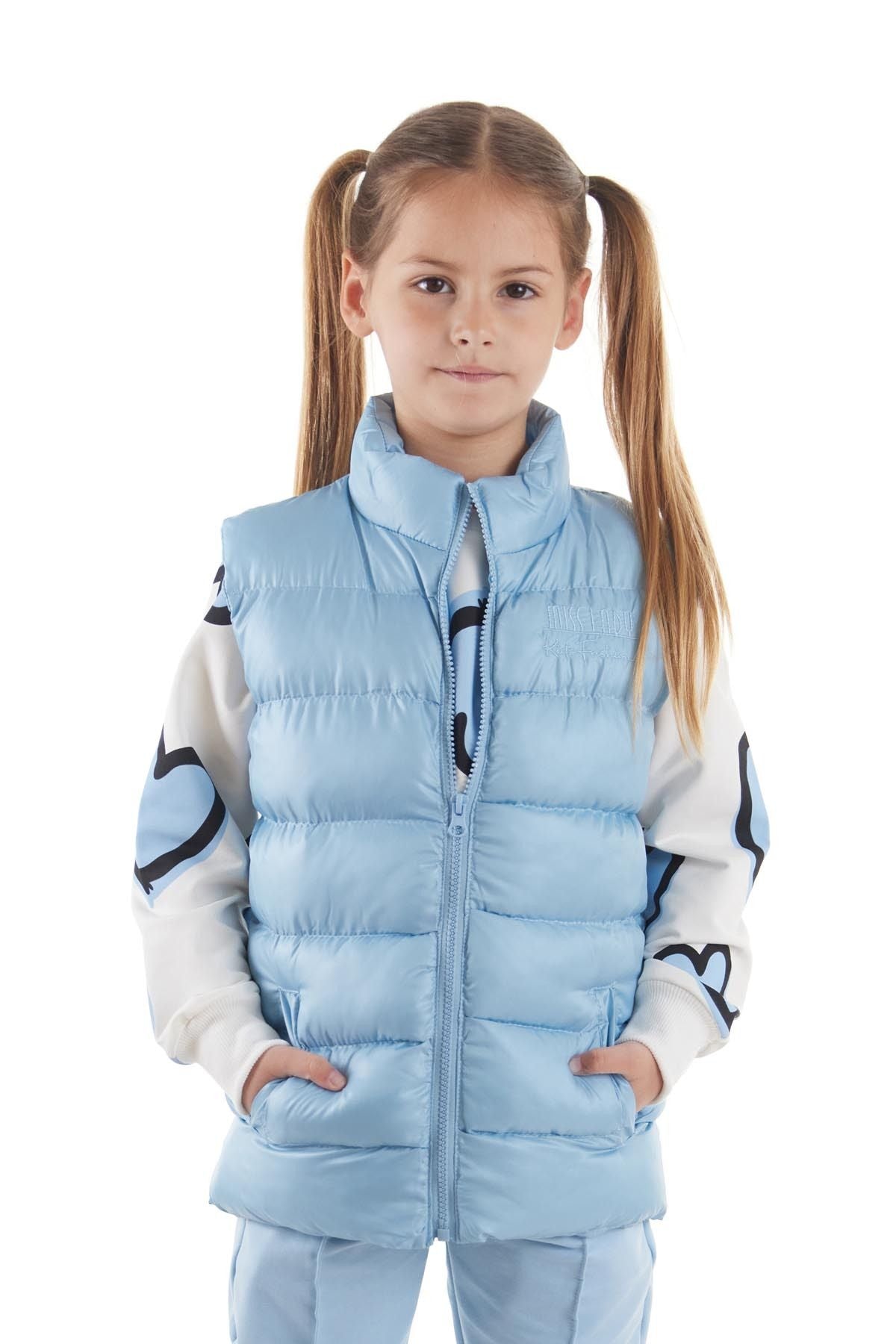 Girl's Embroidered Trendy Patterned Inflatable Vest without Hood Ak216869