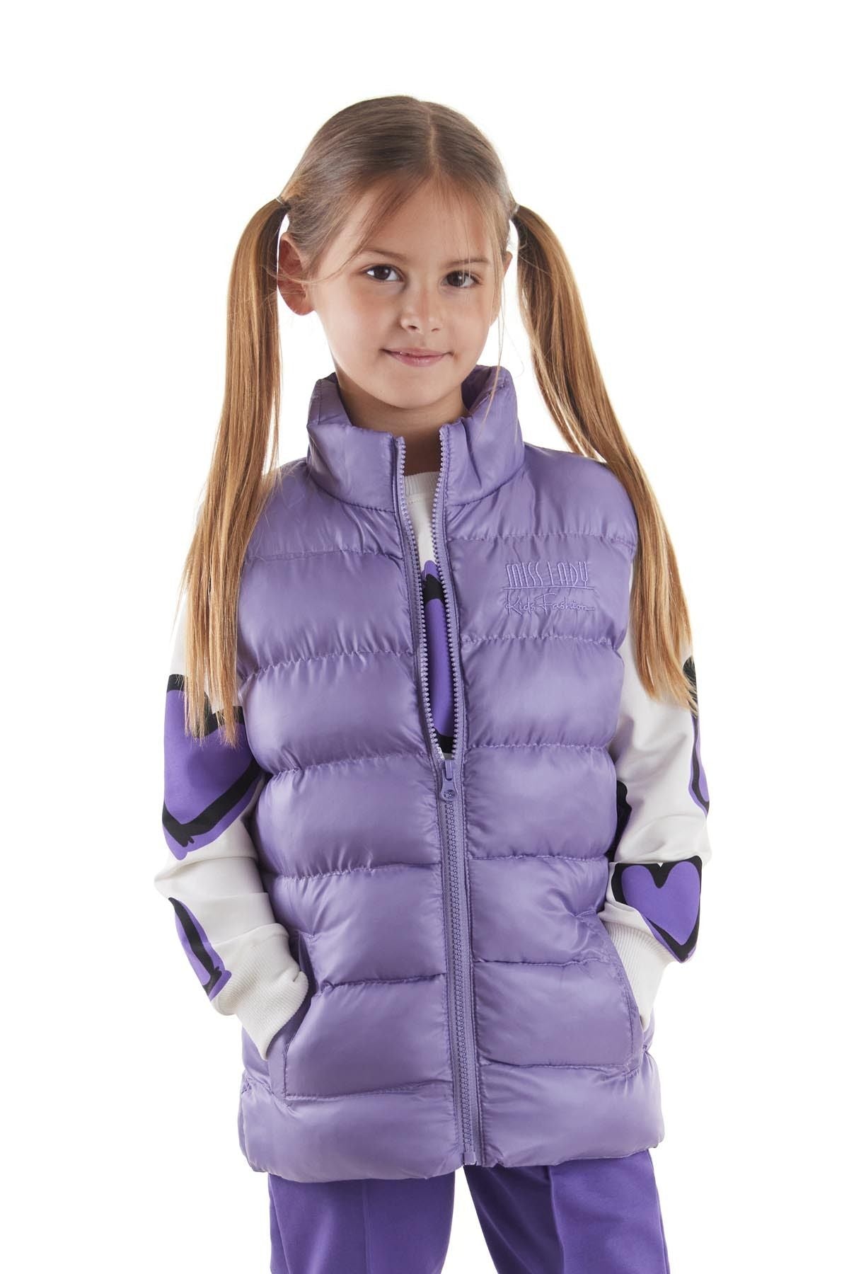 Girl's Embroidered Trendy Patterned Inflatable Vest without Hood Ak216869