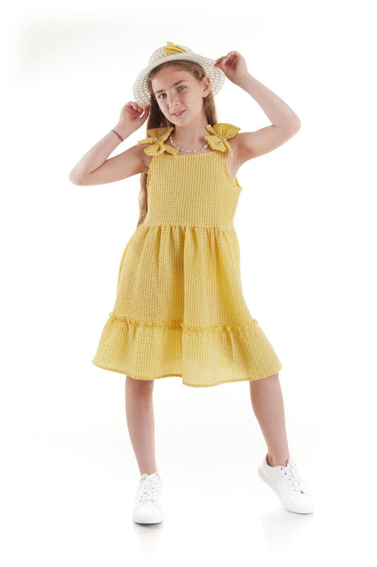 Girl's Dress Seersucker Pyramid Hat Set Dress Cotton Ak2524