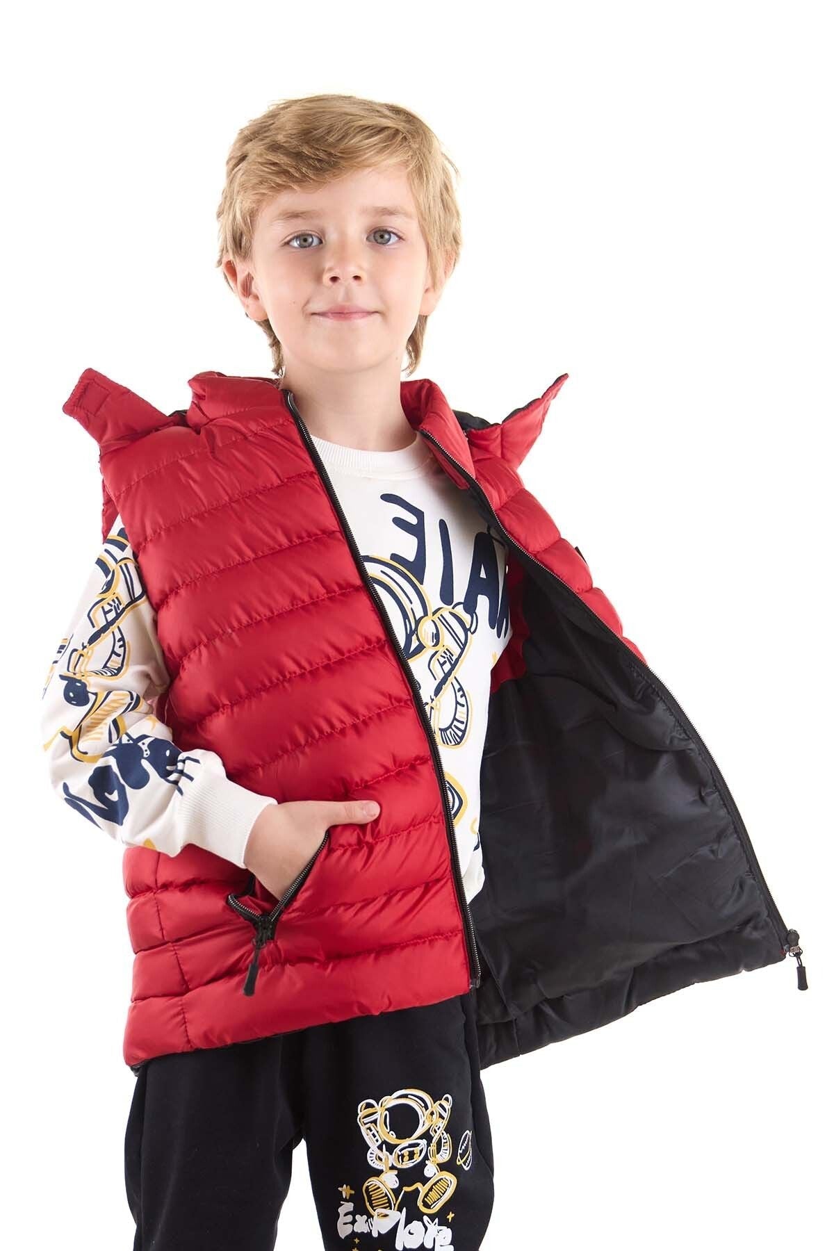 Boy's Fashion Trend Hooded Inflatable Vest Ak215051