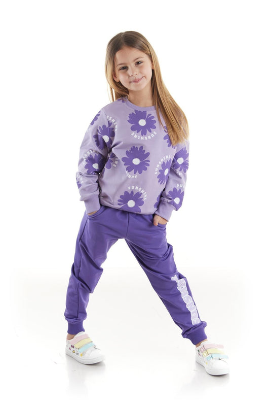 Kids Girl's Tracksuit Set Floral Printed Bottom Top Double Set Cotton Seasonal Ak2501